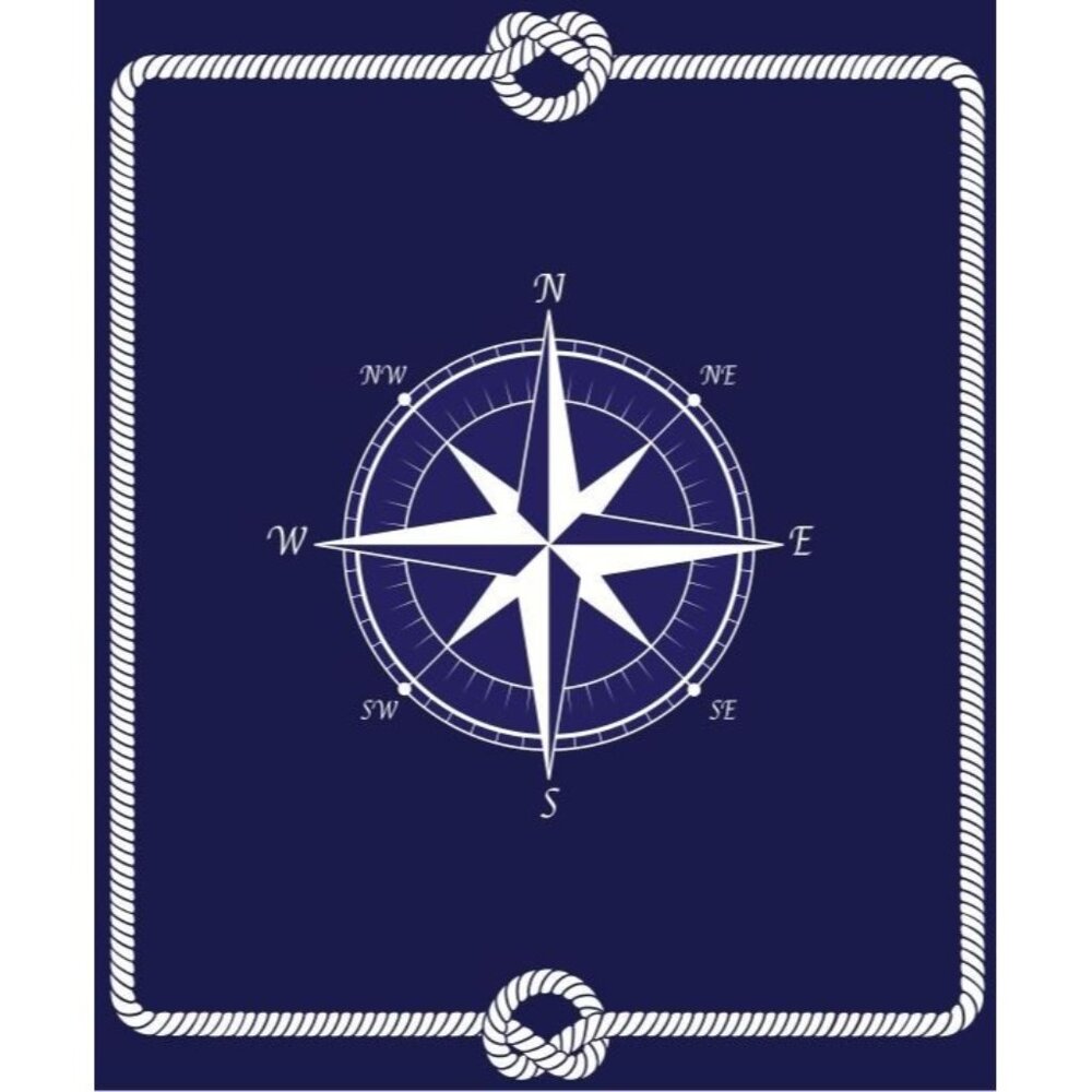 New Nautical Compass Knots Rope Plush Throw Blanket Gift SOFT Blue Ocean Ship - Picture 1 of 3